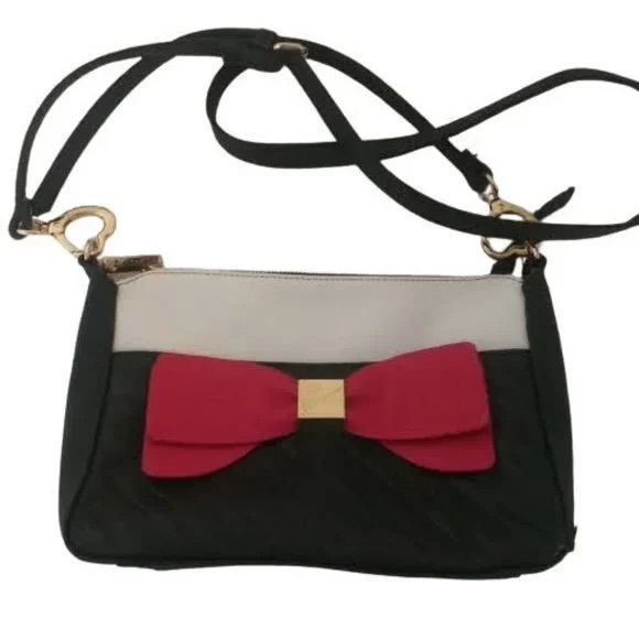 Betsey Johnson Handbags - Betsy Johnson Crossbody Bag Red Bow Black & White Leather Bag All Season Cosplay